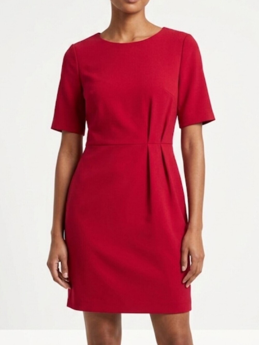 New Banana Republic Factory Classic Red Short Sleeve Sheath Dress 0 Pleated